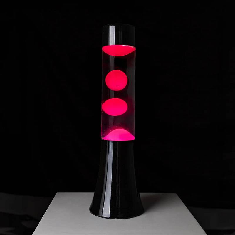 LMPARA MINI LAVA ROSA BASE NEGRA.
