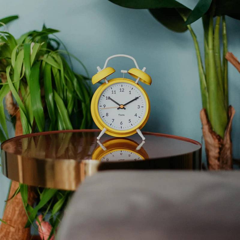 RELOJ DESPERTADOR RETRO AMARILLO/BLANCO
