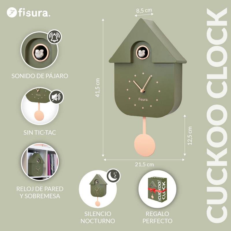 RELOJ CUCO VERDE OLIVA.