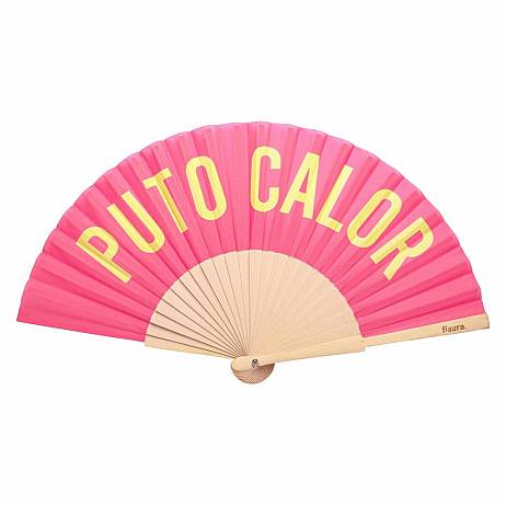 ABANICO PUTO CALOR ROSA Y AMARILLO.