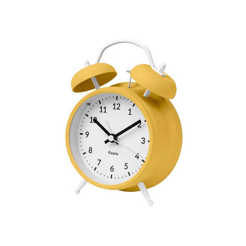 RELOJ DESPERTADOR RETRO AMARILLO/BLANCO