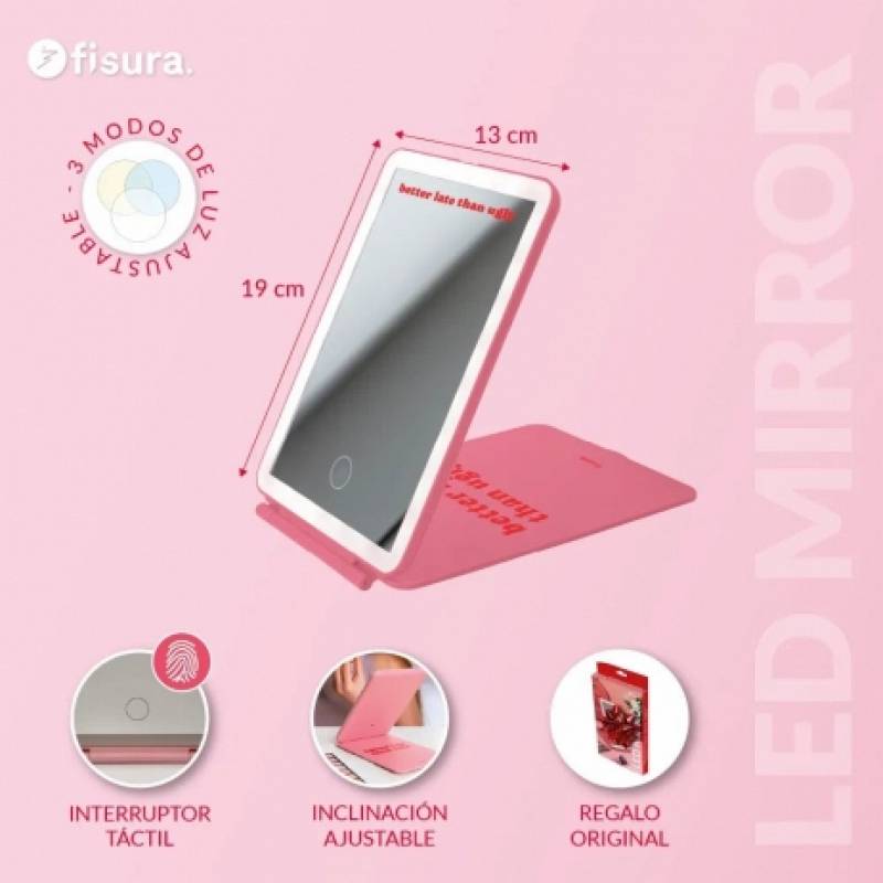 ESPEJO LED PORTTIL BETTER LATE THAN UGLY.