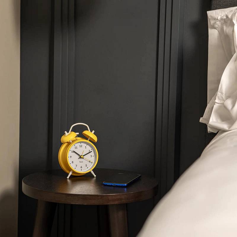 RELOJ DESPERTADOR RETRO AMARILLO/BLANCO