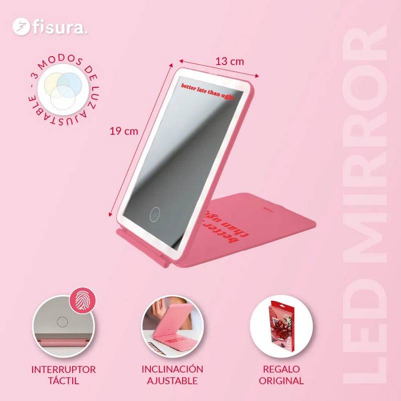 ESPEJO LED PORTTIL BETTER LATE THAN UGLY.