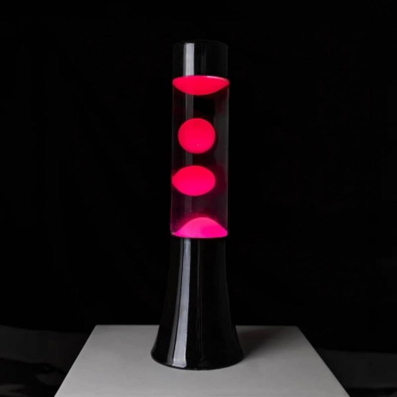 LMPARA MINI LAVA ROSA BASE NEGRA.